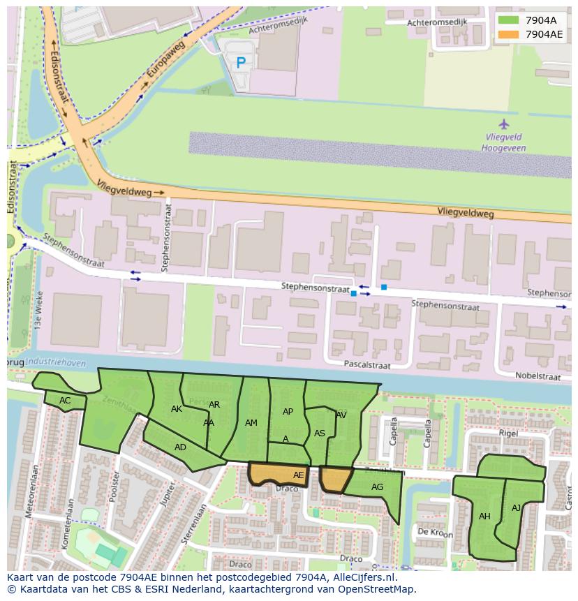 Afbeelding van het postcodegebied 7904 AE op de kaart.