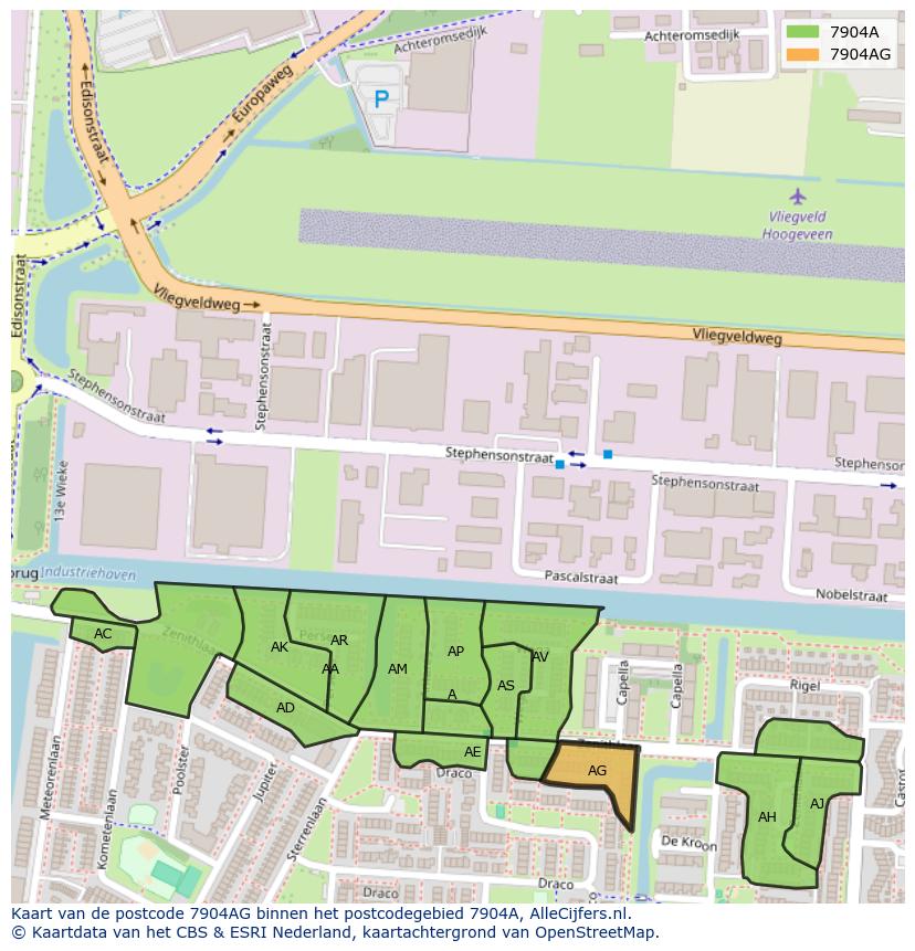 Afbeelding van het postcodegebied 7904 AG op de kaart.