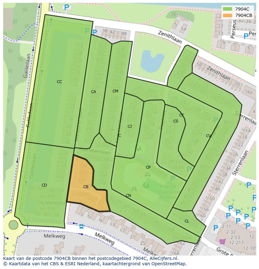 Afbeelding van het postcodegebied 7904 CB op de kaart.