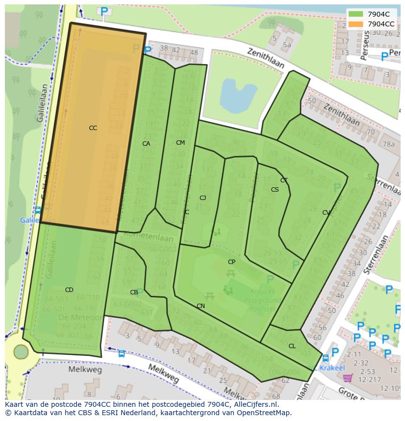 Afbeelding van het postcodegebied 7904 CC op de kaart.