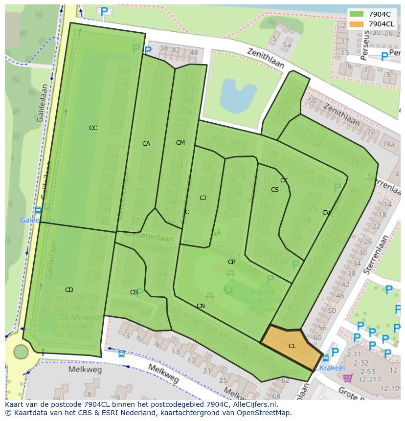 Afbeelding van het postcodegebied 7904 CL op de kaart.