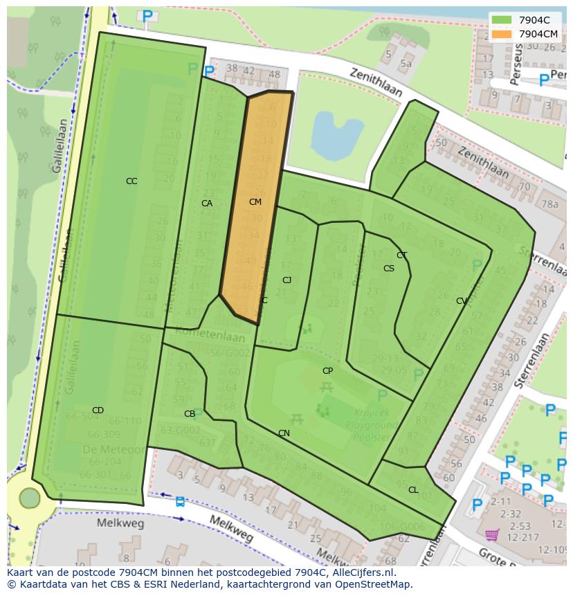 Afbeelding van het postcodegebied 7904 CM op de kaart.