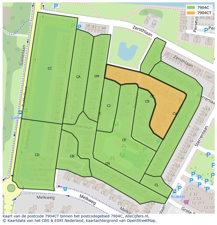 Afbeelding van het postcodegebied 7904 CT op de kaart.