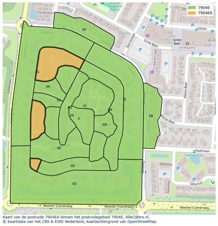 Afbeelding van het postcodegebied 7904 EA op de kaart.