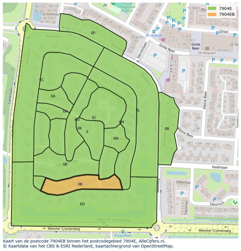 Afbeelding van het postcodegebied 7904 EB op de kaart.