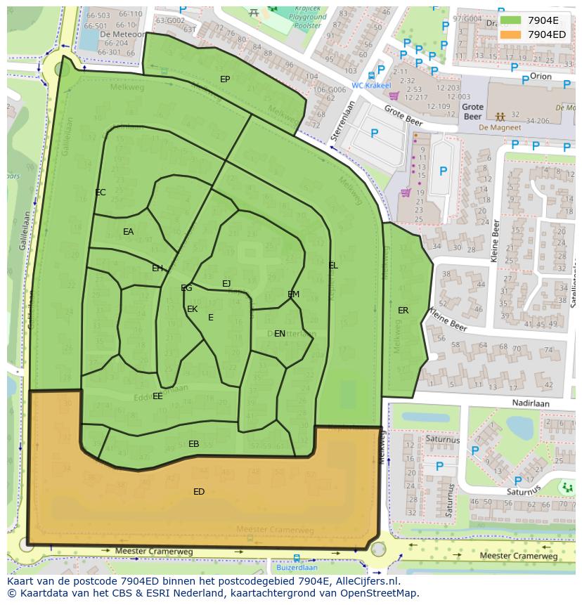Afbeelding van het postcodegebied 7904 ED op de kaart.