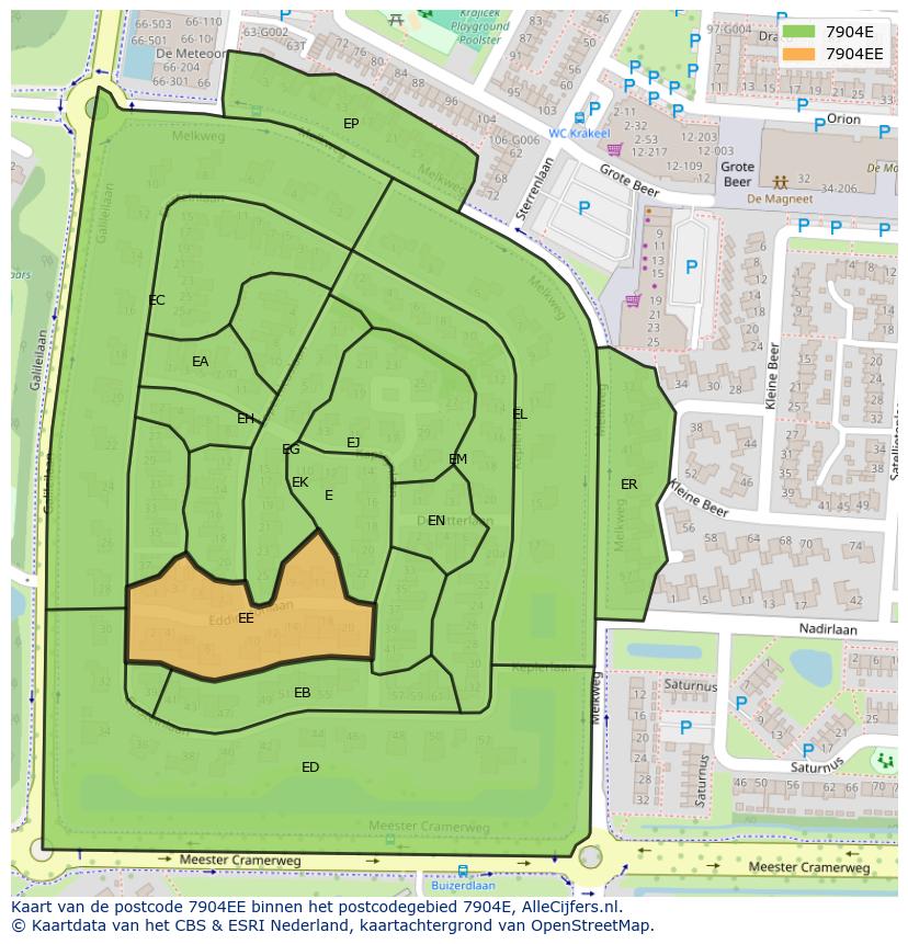Afbeelding van het postcodegebied 7904 EE op de kaart.