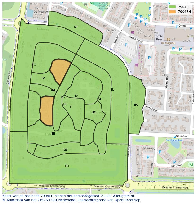 Afbeelding van het postcodegebied 7904 EH op de kaart.