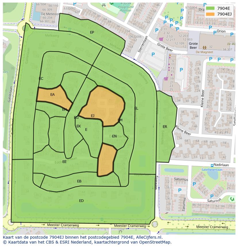 Afbeelding van het postcodegebied 7904 EJ op de kaart.