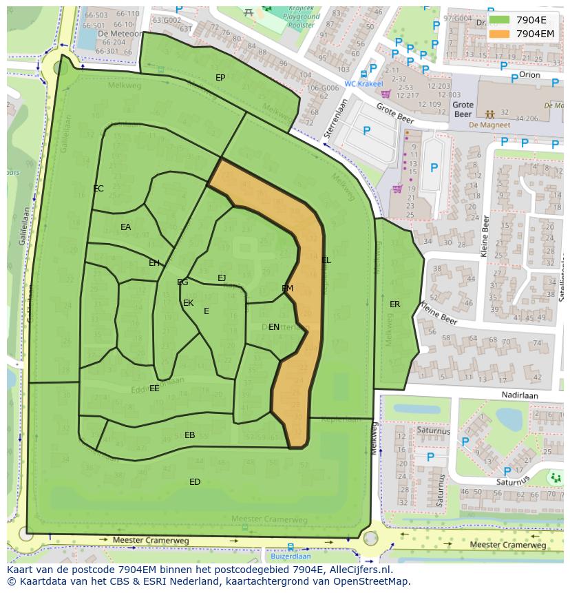 Afbeelding van het postcodegebied 7904 EM op de kaart.