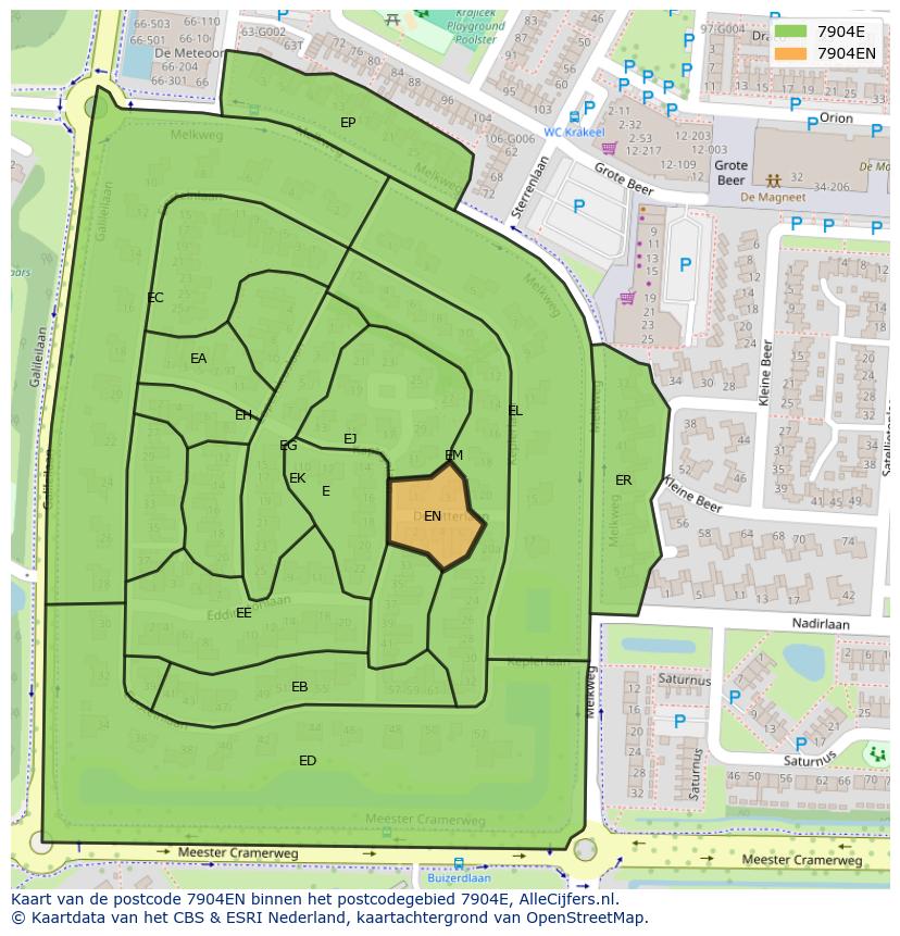 Afbeelding van het postcodegebied 7904 EN op de kaart.