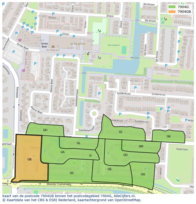 Afbeelding van het postcodegebied 7904 GB op de kaart.
