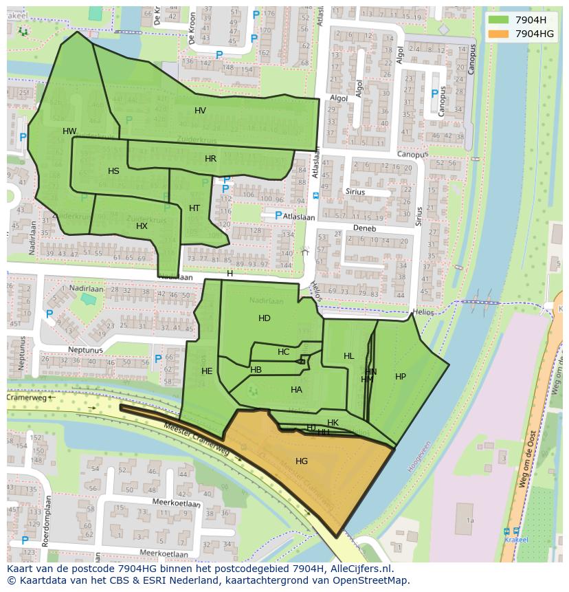 Afbeelding van het postcodegebied 7904 HG op de kaart.