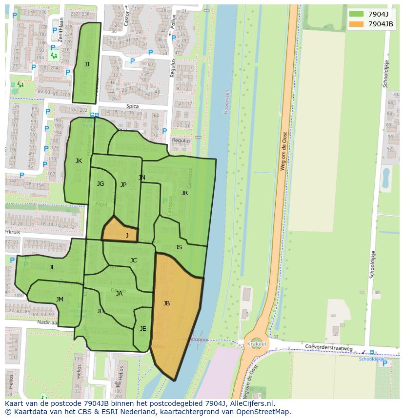 Afbeelding van het postcodegebied 7904 JB op de kaart.