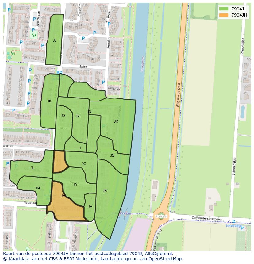 Afbeelding van het postcodegebied 7904 JH op de kaart.
