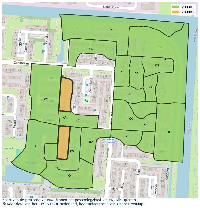 Afbeelding van het postcodegebied 7904 KA op de kaart.