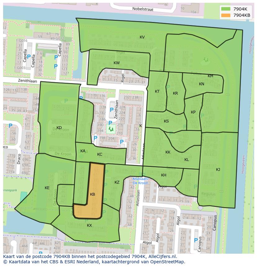 Afbeelding van het postcodegebied 7904 KB op de kaart.