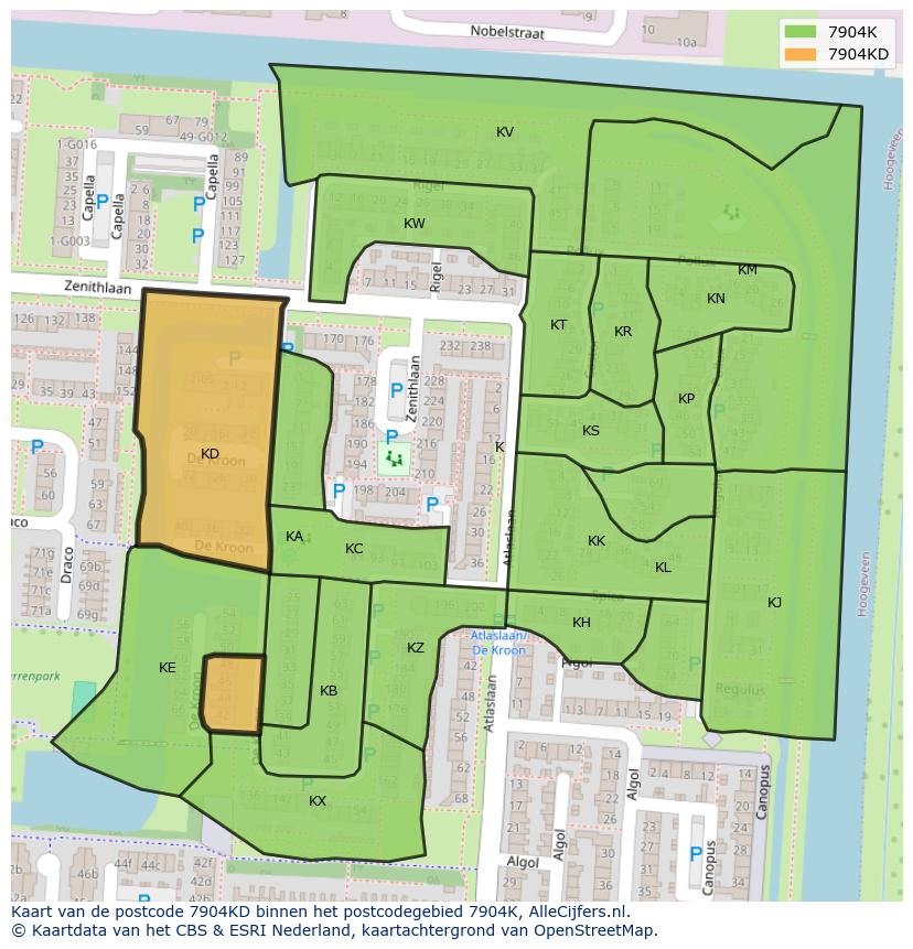 Afbeelding van het postcodegebied 7904 KD op de kaart.