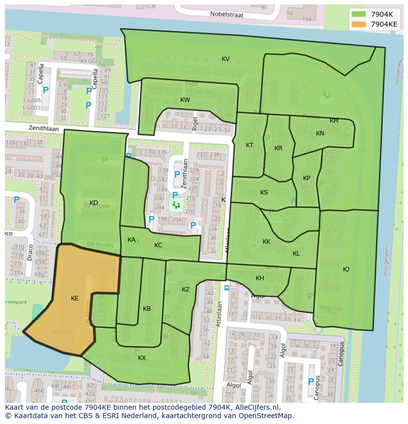 Afbeelding van het postcodegebied 7904 KE op de kaart.