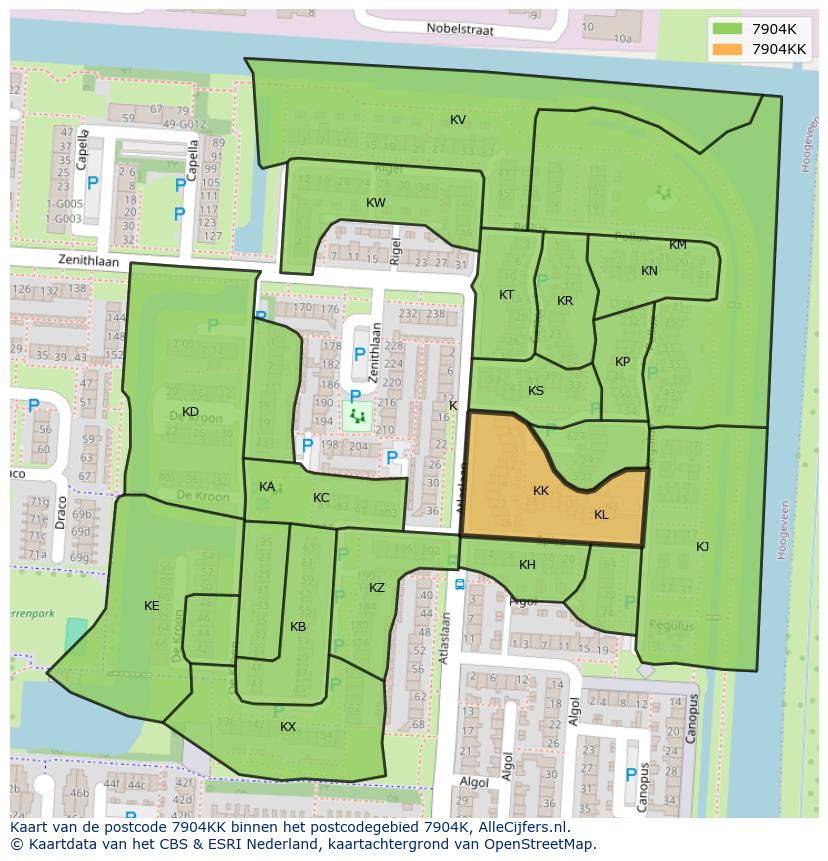 Afbeelding van het postcodegebied 7904 KK op de kaart.