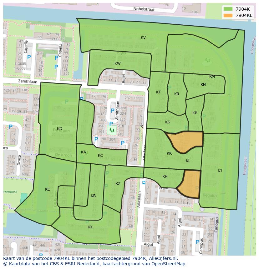 Afbeelding van het postcodegebied 7904 KL op de kaart.