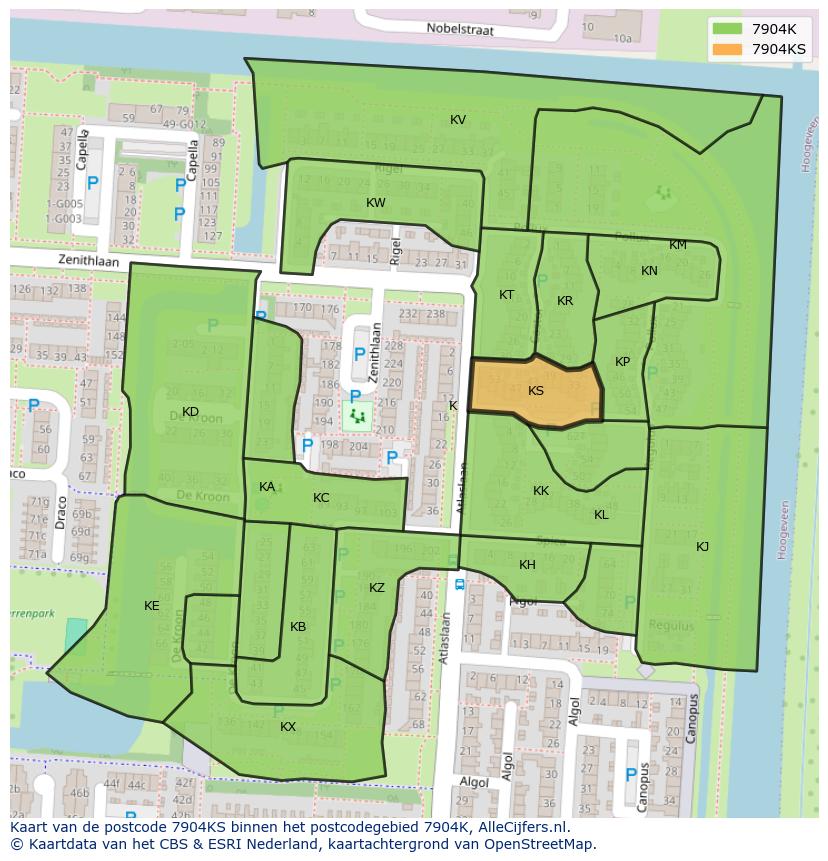 Afbeelding van het postcodegebied 7904 KS op de kaart.