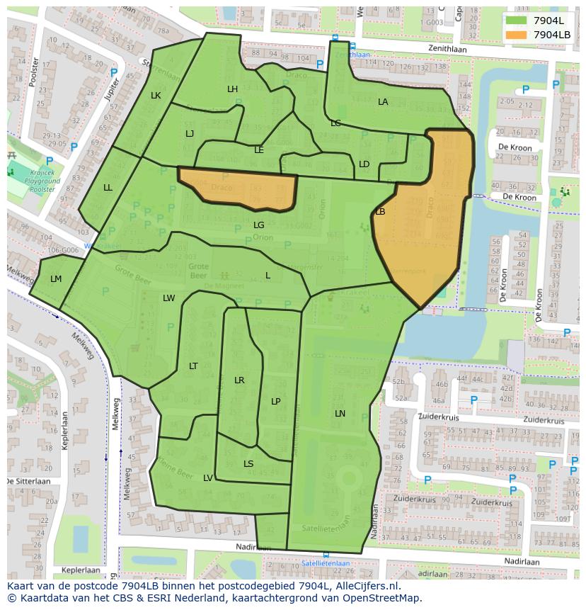 Afbeelding van het postcodegebied 7904 LB op de kaart.