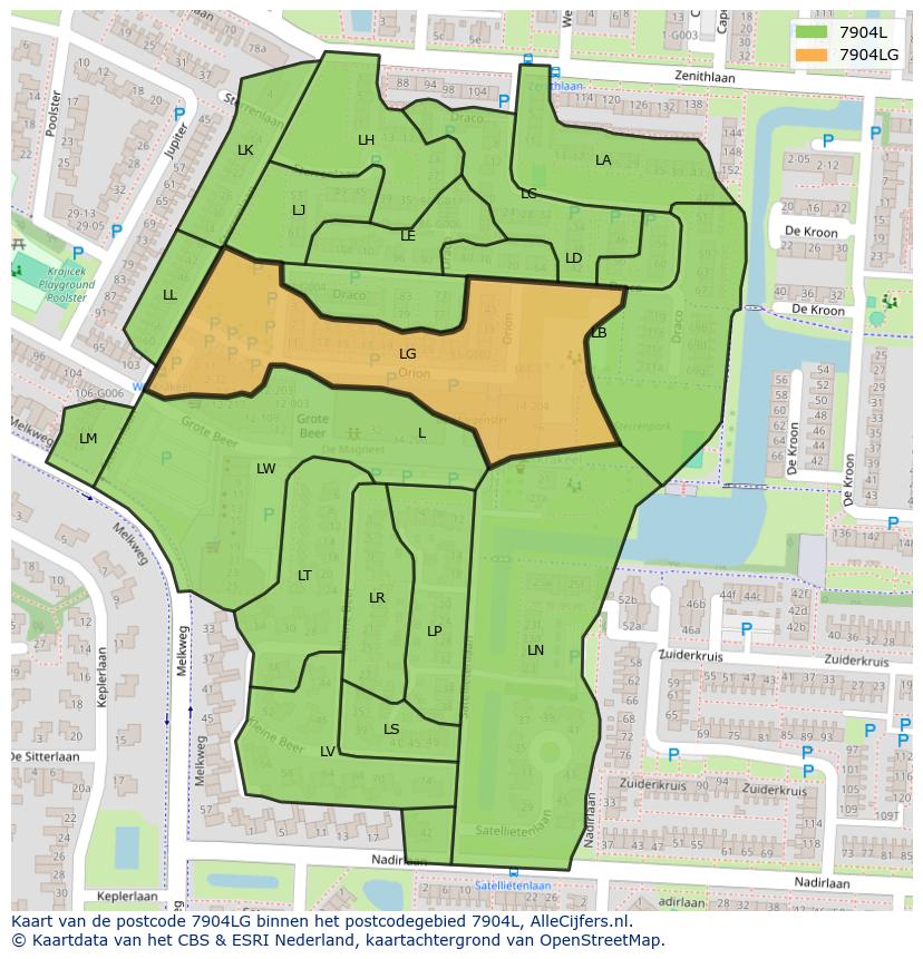 Afbeelding van het postcodegebied 7904 LG op de kaart.