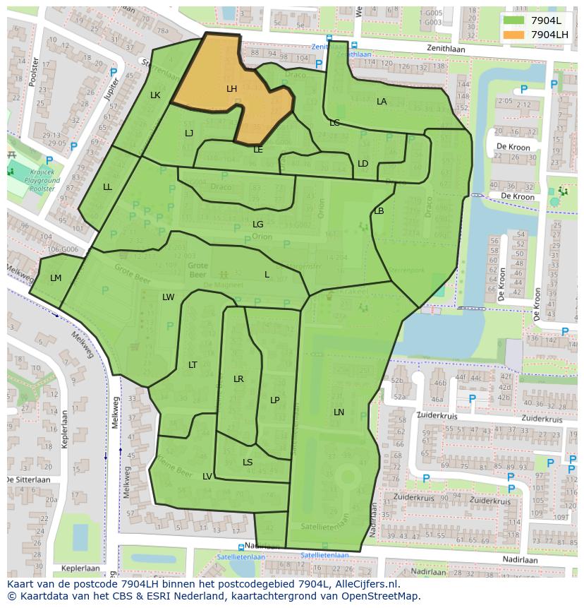 Afbeelding van het postcodegebied 7904 LH op de kaart.