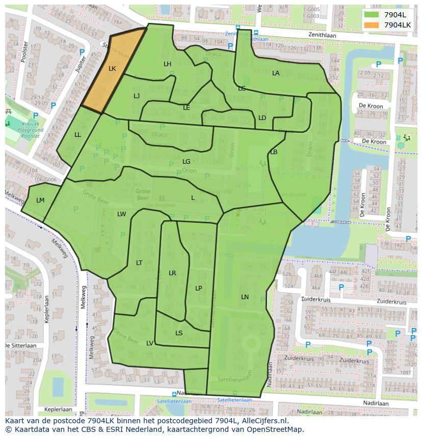 Afbeelding van het postcodegebied 7904 LK op de kaart.