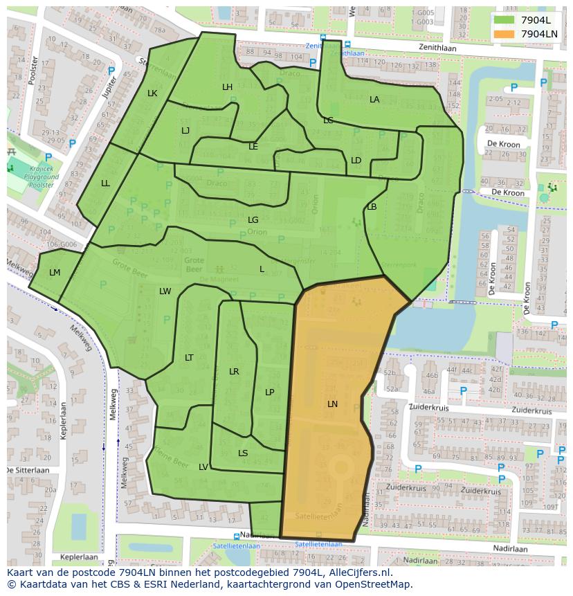Afbeelding van het postcodegebied 7904 LN op de kaart.