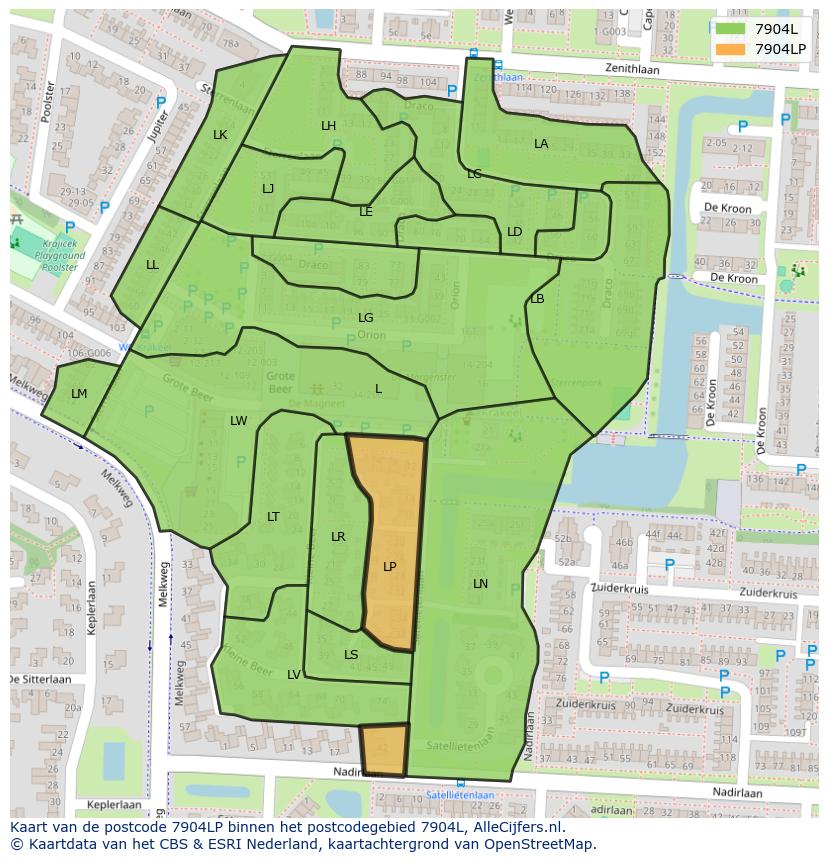 Afbeelding van het postcodegebied 7904 LP op de kaart.