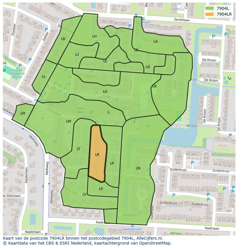 Afbeelding van het postcodegebied 7904 LR op de kaart.