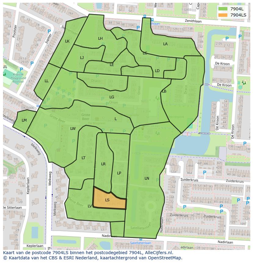 Afbeelding van het postcodegebied 7904 LS op de kaart.