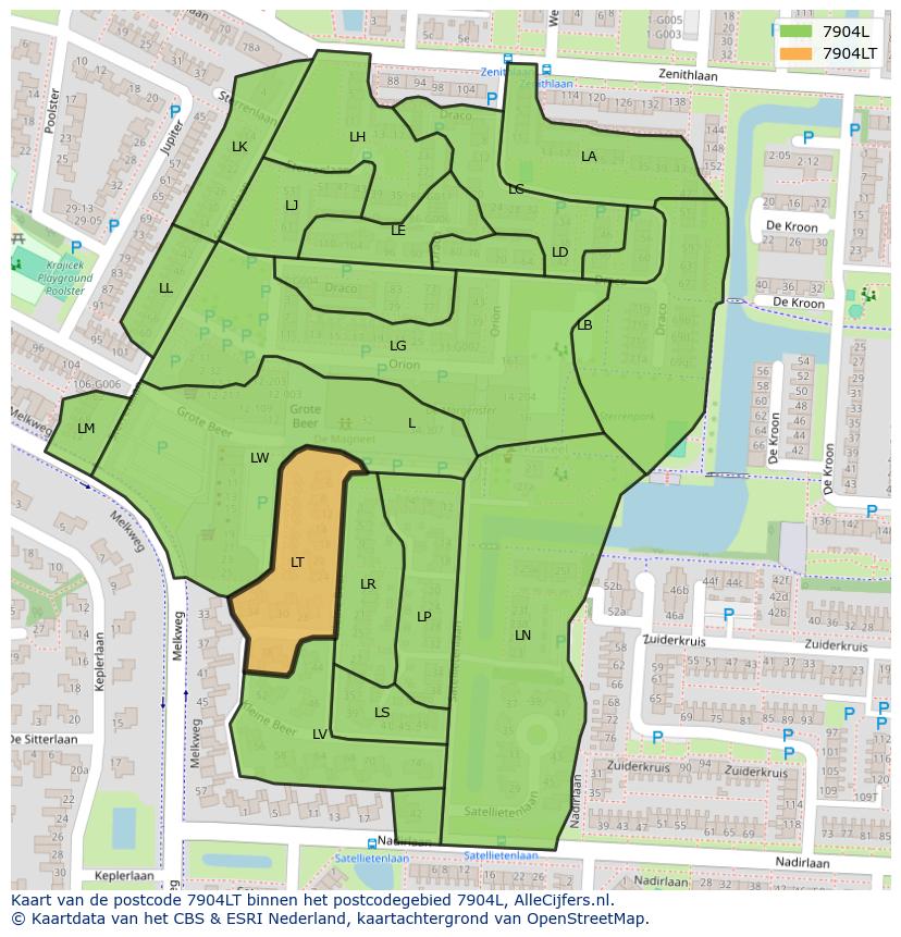 Afbeelding van het postcodegebied 7904 LT op de kaart.
