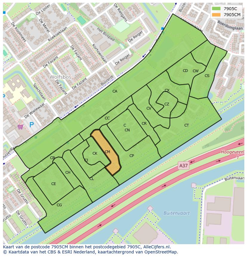 Afbeelding van het postcodegebied 7905 CM op de kaart.