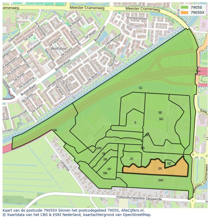 Afbeelding van het postcodegebied 7905 SX op de kaart.