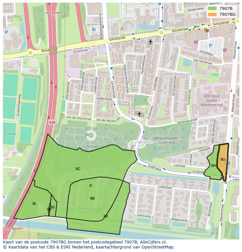 Afbeelding van het postcodegebied 7907 BG op de kaart.