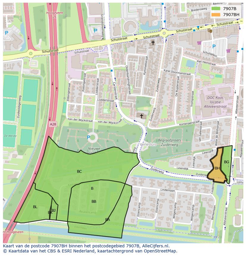 Afbeelding van het postcodegebied 7907 BH op de kaart.