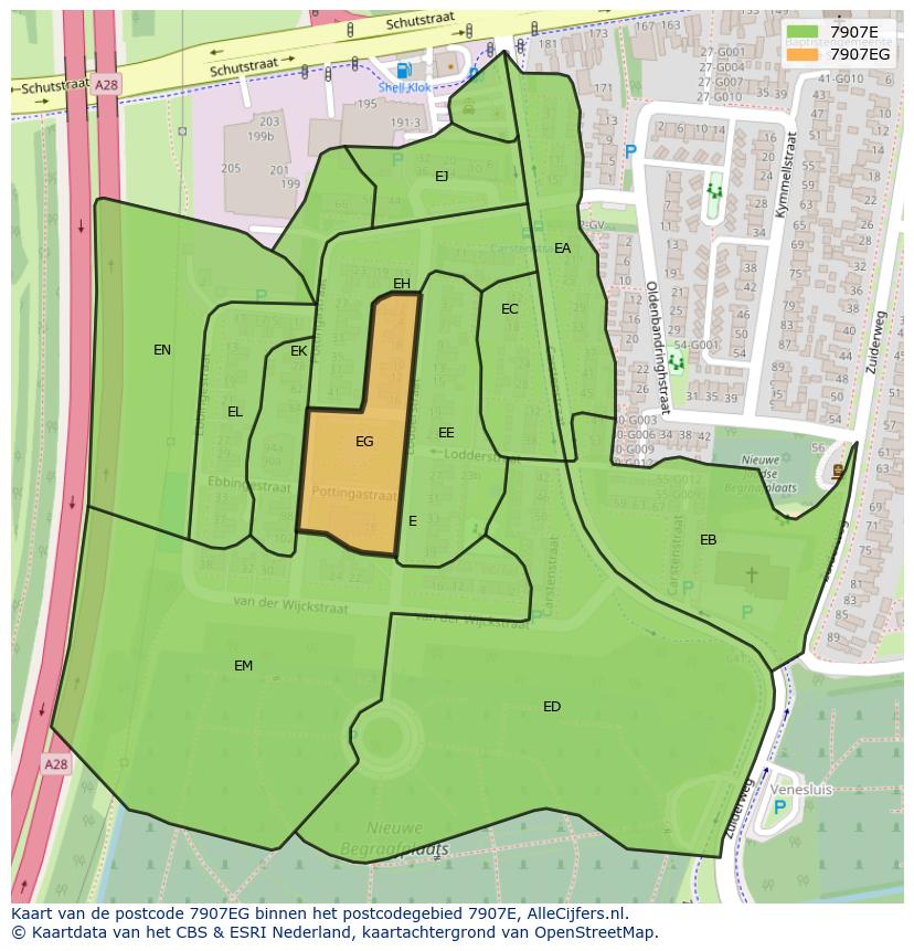 Afbeelding van het postcodegebied 7907 EG op de kaart.