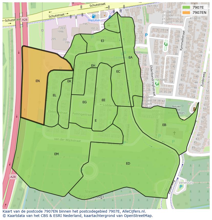 Afbeelding van het postcodegebied 7907 EN op de kaart.