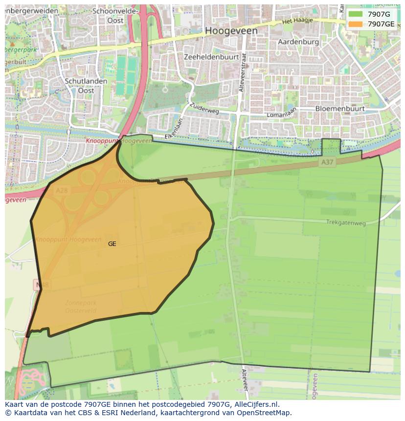 Afbeelding van het postcodegebied 7907 GE op de kaart.