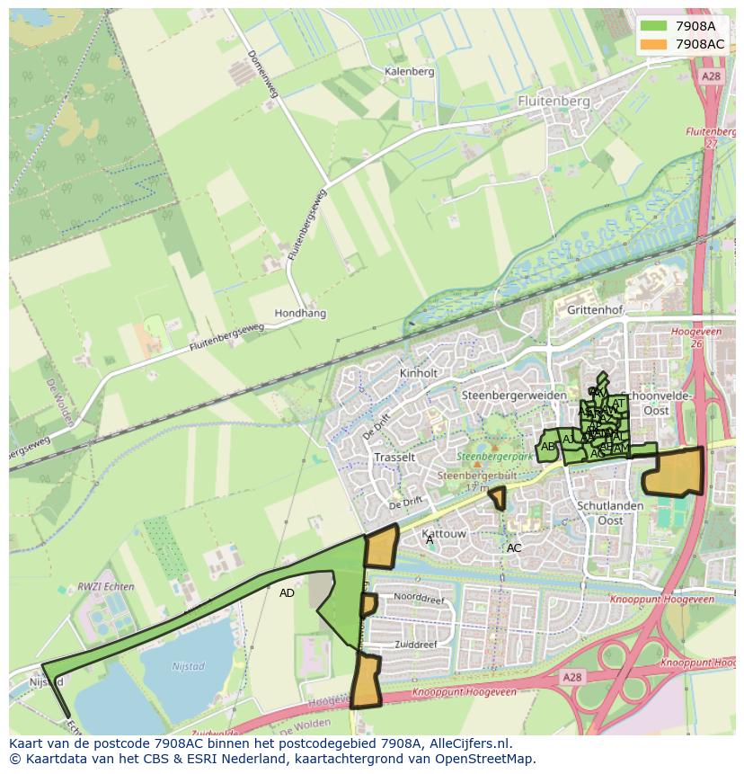 Afbeelding van het postcodegebied 7908 AC op de kaart.