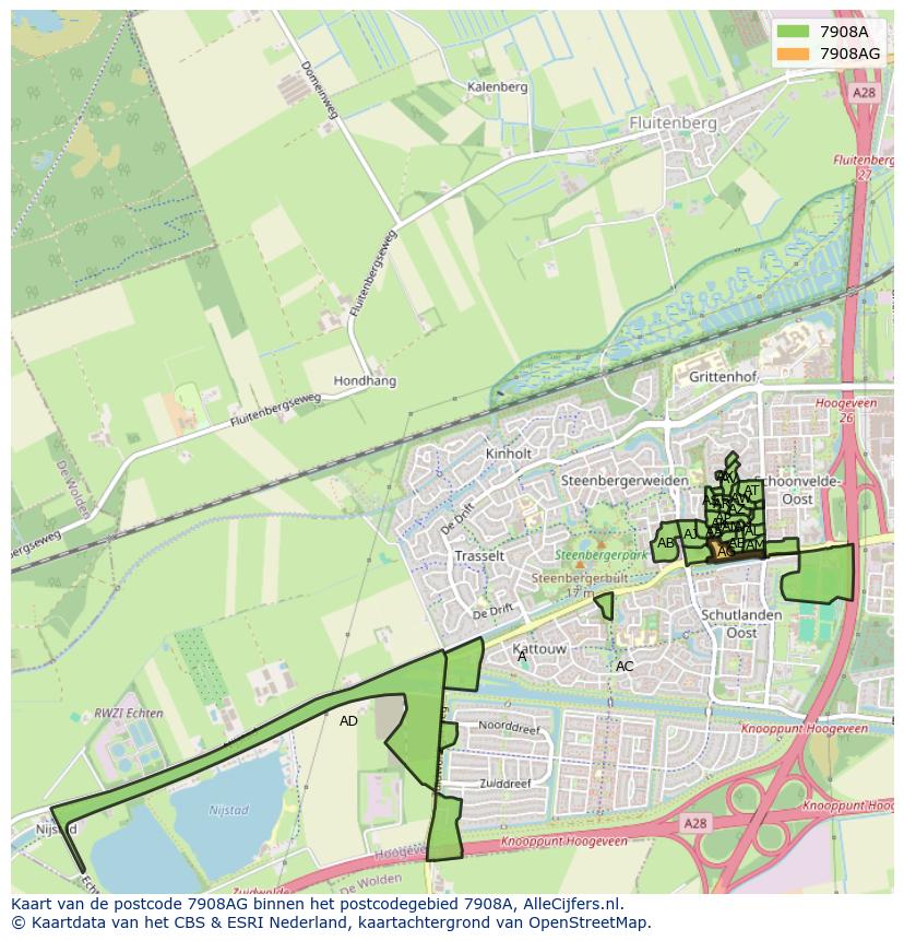 Afbeelding van het postcodegebied 7908 AG op de kaart.