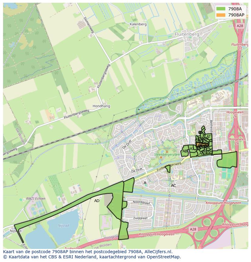Afbeelding van het postcodegebied 7908 AP op de kaart.
