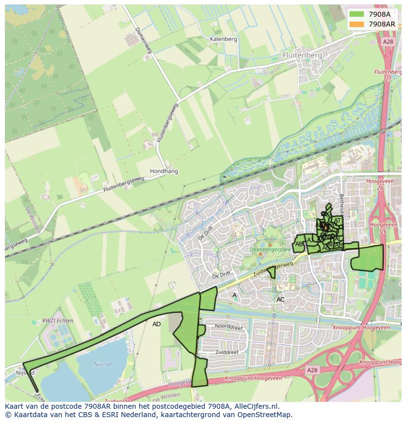 Afbeelding van het postcodegebied 7908 AR op de kaart.