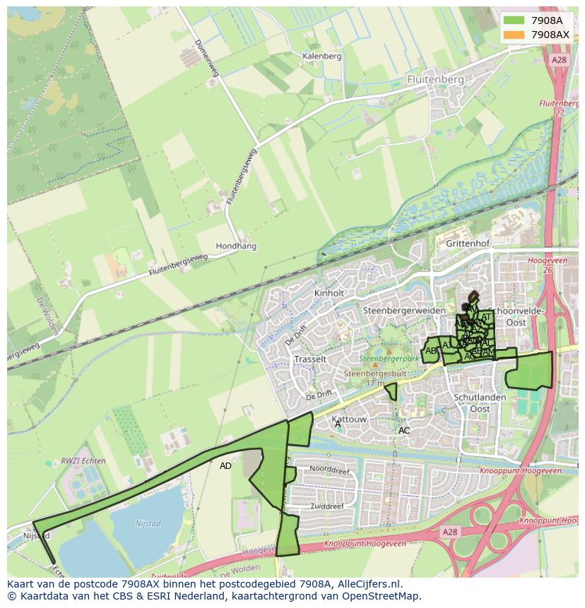 Afbeelding van het postcodegebied 7908 AX op de kaart.