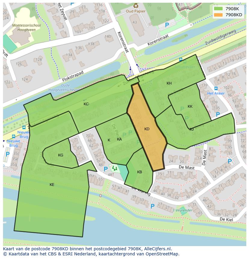Afbeelding van het postcodegebied 7908 KD op de kaart.