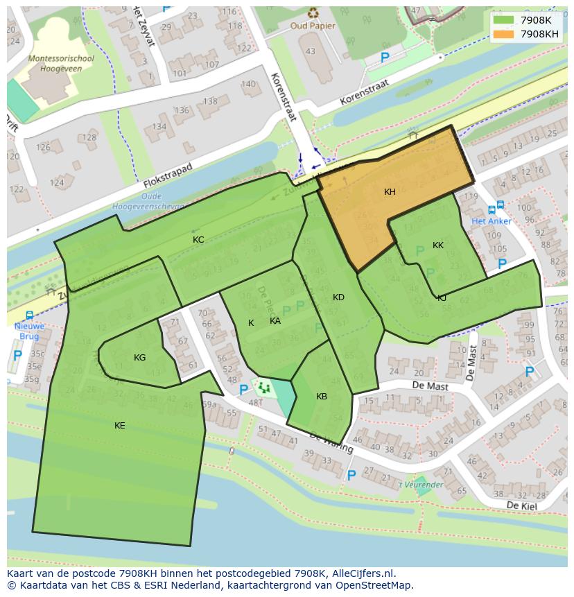 Afbeelding van het postcodegebied 7908 KH op de kaart.