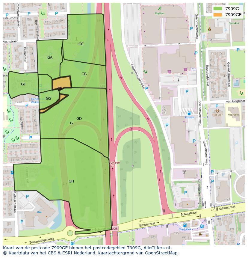 Afbeelding van het postcodegebied 7909 GE op de kaart.